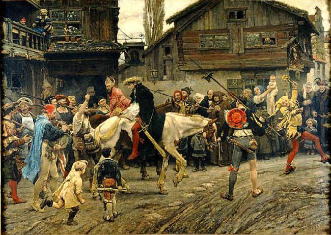 carl gustaf hellqvist Peder Sunnanvader and Master Knut Ignominious Entry Germany oil painting art